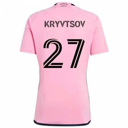 Kandiny Gyermek Sergiy Kryvtsov #27 Rózsaszín Hazai Jersey 2024/25 Mez Póló Ing