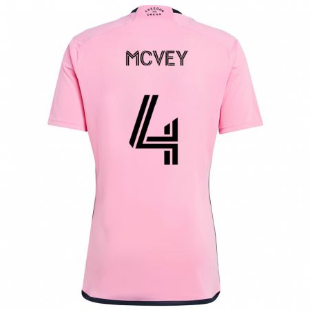 Kandiny Gyermek Christopher Mcvey #4 Rózsaszín Hazai Jersey 2024/25 Mez Póló Ing