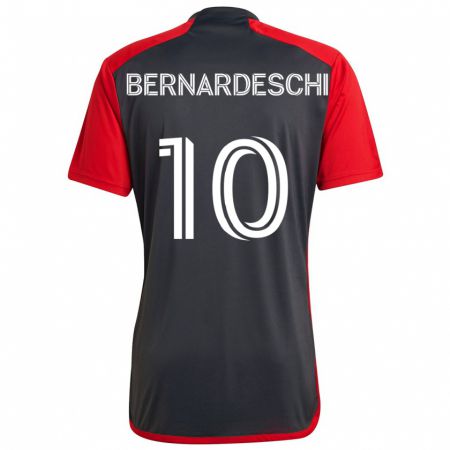 Kandiny Gyermek Federico Bernardeschi #10 Szürke Vörös Hazai Jersey 2024/25 Mez Póló Ing