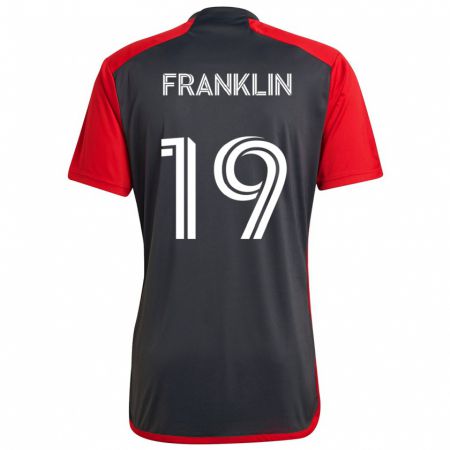 Kandiny Gyermek Kobe Franklin #19 Szürke Vörös Hazai Jersey 2024/25 Mez Póló Ing