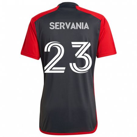 Kandiny Gyermek Brandon Servania #23 Szürke Vörös Hazai Jersey 2024/25 Mez Póló Ing