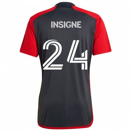 Kandiny Gyermek Lorenzo Insigne #24 Szürke Vörös Hazai Jersey 2024/25 Mez Póló Ing