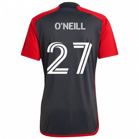 Kandiny Gyermek Shane O'neill #27 Szürke Vörös Hazai Jersey 2024/25 Mez Póló Ing