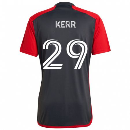 Kandiny Gyermek Deandre Kerr #29 Szürke Vörös Hazai Jersey 2024/25 Mez Póló Ing