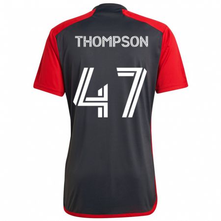 Kandiny Gyermek Kosi Thompson #47 Szürke Vörös Hazai Jersey 2024/25 Mez Póló Ing