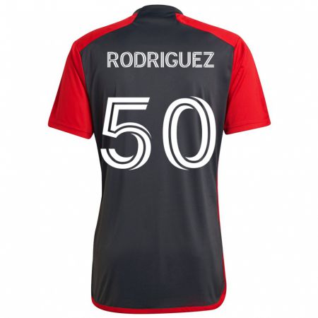 Kandiny Gyermek Abraham Rodriguez #50 Szürke Vörös Hazai Jersey 2024/25 Mez Póló Ing