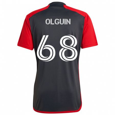 Kandiny Gyermek Lucas Olguin #68 Szürke Vörös Hazai Jersey 2024/25 Mez Póló Ing