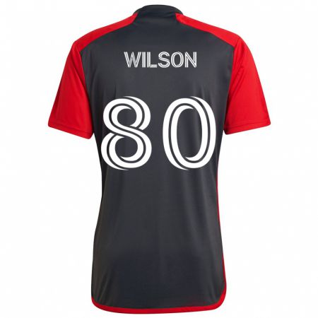 Kandiny Gyermek Shafique Wilson #80 Szürke Vörös Hazai Jersey 2024/25 Mez Póló Ing