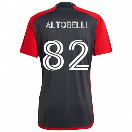 Kandiny Gyermek Julian Altobelli #82 Szürke Vörös Hazai Jersey 2024/25 Mez Póló Ing