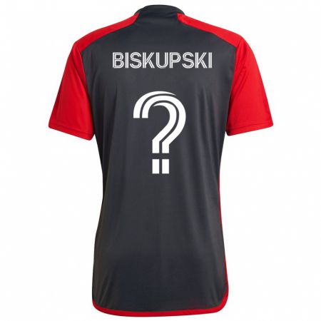 Kandiny Gyermek Philip Biskupski #0 Szürke Vörös Hazai Jersey 2024/25 Mez Póló Ing