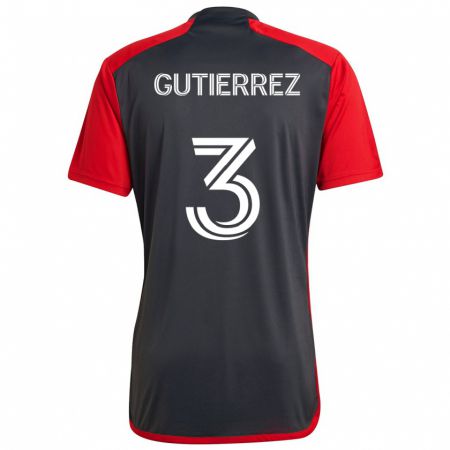 Kandiny Gyermek Cristián Gutiérrez #3 Szürke Vörös Hazai Jersey 2024/25 Mez Póló Ing