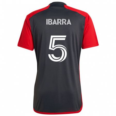 Kandiny Gyermek Franco Ibarra #5 Szürke Vörös Hazai Jersey 2024/25 Mez Póló Ing