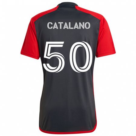 Kandiny Gyermek Gianluca Catalano #50 Szürke Vörös Hazai Jersey 2024/25 Mez Póló Ing