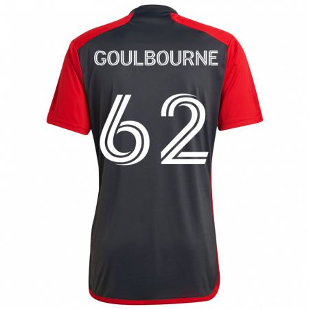 Kandiny Gyermek Rohan Goulbourne #62 Szürke Vörös Hazai Jersey 2024/25 Mez Póló Ing