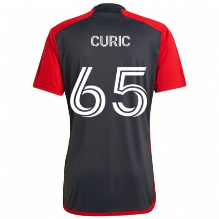 Kandiny Gyermek Antony Curic #65 Szürke Vörös Hazai Jersey 2024/25 Mez Póló Ing