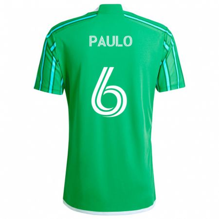 Kandiny Gyermek João Paulo #6 Zöld Fehér Hazai Jersey 2024/25 Mez Póló Ing