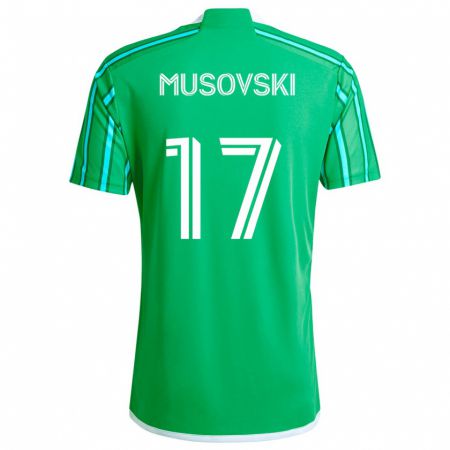 Kandiny Gyermek Danny Musovski #17 Zöld Fehér Hazai Jersey 2024/25 Mez Póló Ing