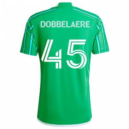 Kandiny Gyermek Ethan Dobbelaere #45 Zöld Fehér Hazai Jersey 2024/25 Mez Póló Ing