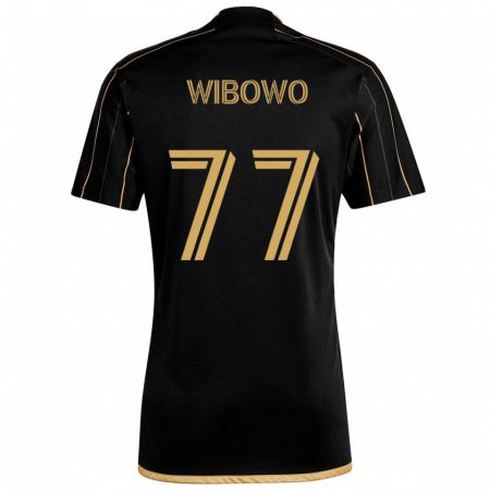 Kandiny Gyermek Adrian Wibowo #77 Fekete Arany Hazai Jersey 2024/25 Mez Póló Ing