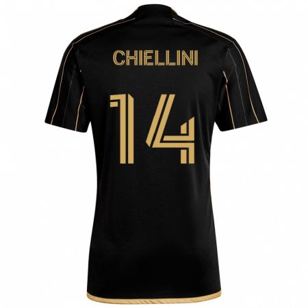 Kandiny Gyermek Giorgio Chiellini #14 Fekete Arany Hazai Jersey 2024/25 Mez Póló Ing