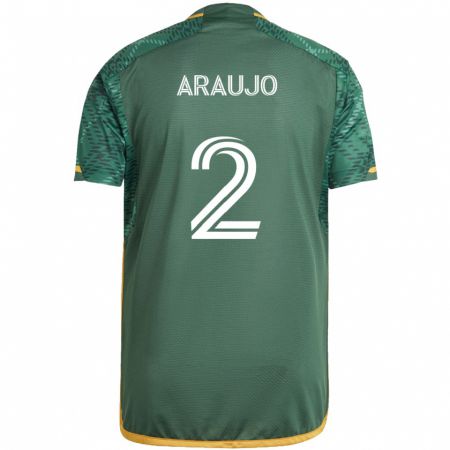 Kandiny Gyermek Miguel Araujo #2 Zöld Narancs Hazai Jersey 2024/25 Mez Póló Ing