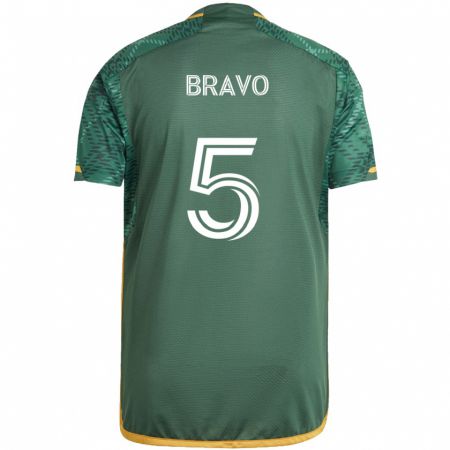 Kandiny Gyermek Claudio Bravo #5 Zöld Narancs Hazai Jersey 2024/25 Mez Póló Ing