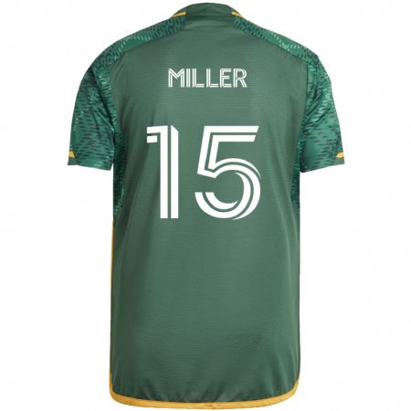 Kandiny Gyermek Eric Miller #15 Zöld Narancs Hazai Jersey 2024/25 Mez Póló Ing