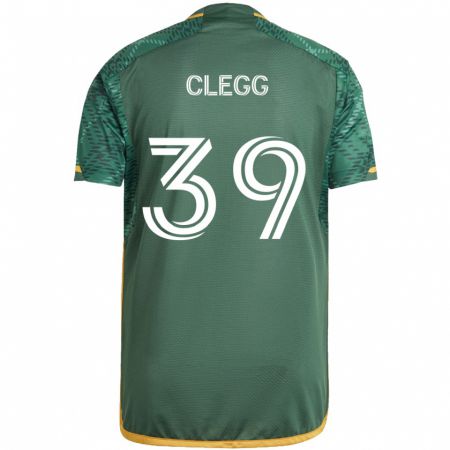 Kandiny Gyermek Tyler Clegg #39 Zöld Narancs Hazai Jersey 2024/25 Mez Póló Ing