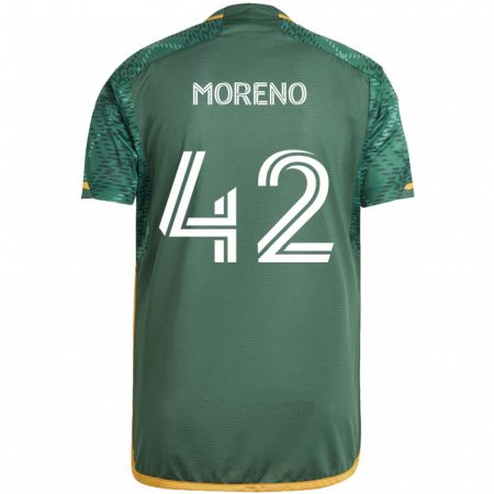 Kandiny Gyermek Alexis Moreno #42 Zöld Narancs Hazai Jersey 2024/25 Mez Póló Ing