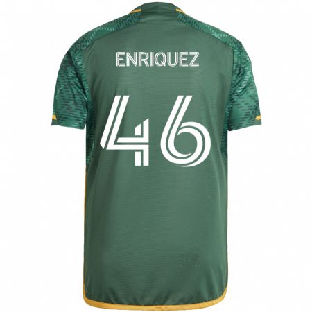 Kandiny Gyermek Adolfo Enriquez #46 Zöld Narancs Hazai Jersey 2024/25 Mez Póló Ing