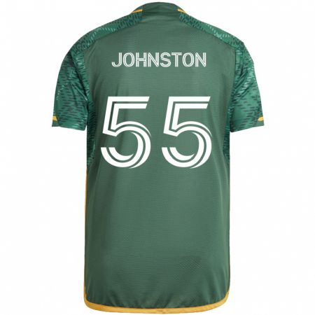 Kandiny Gyermek Malcolm Johnston #55 Zöld Narancs Hazai Jersey 2024/25 Mez Póló Ing