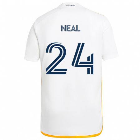 Kandiny Gyermek Jalen Neal #24 Fehér Sárga Hazai Jersey 2024/25 Mez Póló Ing