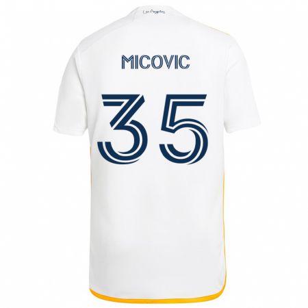 Kandiny Gyermek Novak Micovic #35 Fehér Sárga Hazai Jersey 2024/25 Mez Póló Ing