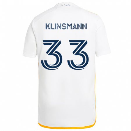 Kandiny Gyermek Jonathan Klinsmann #33 Fehér Sárga Hazai Jersey 2024/25 Mez Póló Ing