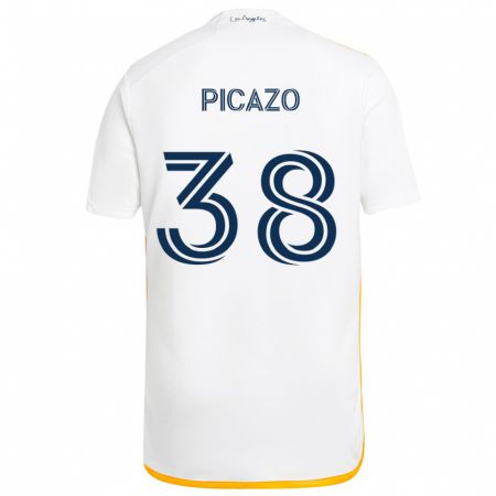 Kandiny Gyermek Axel Picazo #38 Fehér Sárga Hazai Jersey 2024/25 Mez Póló Ing