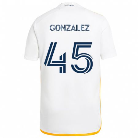 Kandiny Gyermek Adrián González #45 Fehér Sárga Hazai Jersey 2024/25 Mez Póló Ing