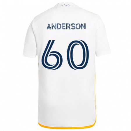 Kandiny Gyermek Nolan Anderson #60 Fehér Sárga Hazai Jersey 2024/25 Mez Póló Ing