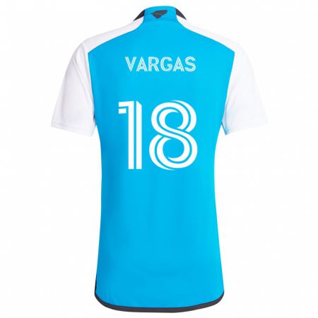 Kandiny Gyermek Kerwin Vargas #18 Kék Fehér Hazai Jersey 2024/25 Mez Póló Ing