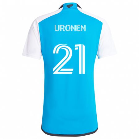 Kandiny Gyermek Jere Uronen #21 Kék Fehér Hazai Jersey 2024/25 Mez Póló Ing