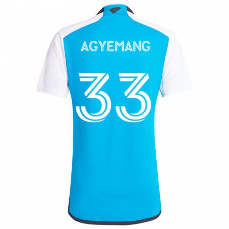 Kandiny Gyermek Patrick Agyemang #33 Kék Fehér Hazai Jersey 2024/25 Mez Póló Ing