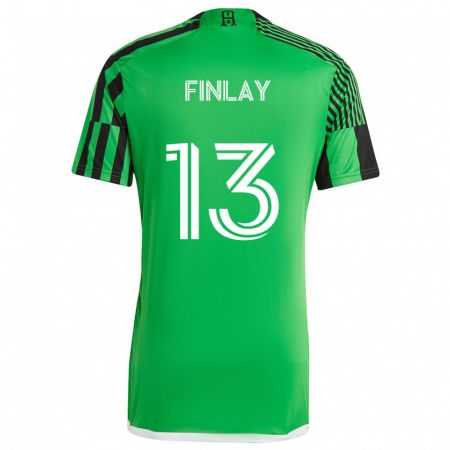 Kandiny Gyermek Ethan Finlay #13 Zöld Fekete Hazai Jersey 2024/25 Mez Póló Ing