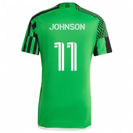 Kandiny Gyermek Emmanuel Johnson #11 Zöld Fekete Hazai Jersey 2024/25 Mez Póló Ing