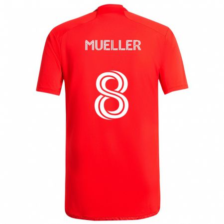 Kandiny Gyermek Chris Mueller #8 Piros Fehér Hazai Jersey 2024/25 Mez Póló Ing