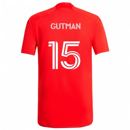 Kandiny Gyermek Andrew Gutman #15 Piros Fehér Hazai Jersey 2024/25 Mez Póló Ing