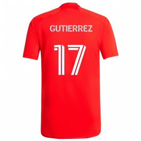 Kandiny Gyermek Brian Gutiérrez #17 Piros Fehér Hazai Jersey 2024/25 Mez Póló Ing