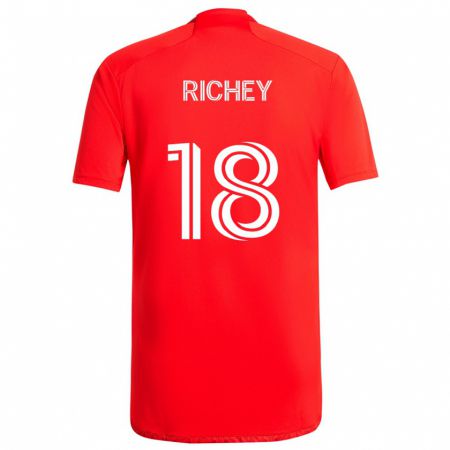 Kandiny Gyermek Spencer Richey #18 Piros Fehér Hazai Jersey 2024/25 Mez Póló Ing