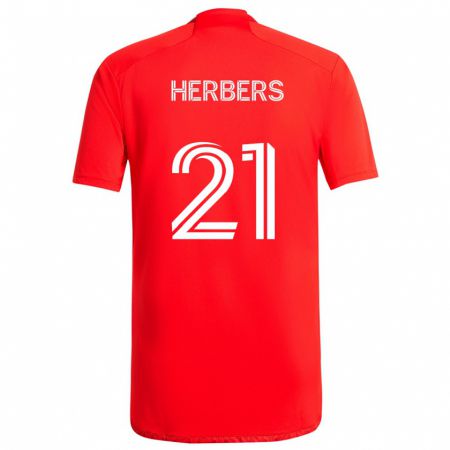 Kandiny Gyermek Fabian Herbers #21 Piros Fehér Hazai Jersey 2024/25 Mez Póló Ing