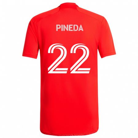 Kandiny Gyermek Mauricio Pineda #22 Piros Fehér Hazai Jersey 2024/25 Mez Póló Ing