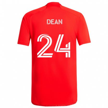 Kandiny Gyermek Jonathan Dean #24 Piros Fehér Hazai Jersey 2024/25 Mez Póló Ing