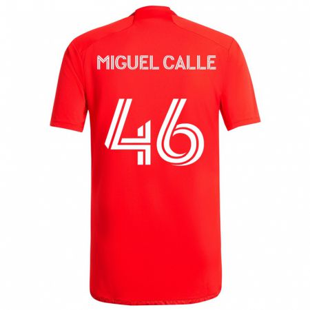 Kandiny Gyermek Juan Miguel Calle #46 Piros Fehér Hazai Jersey 2024/25 Mez Póló Ing